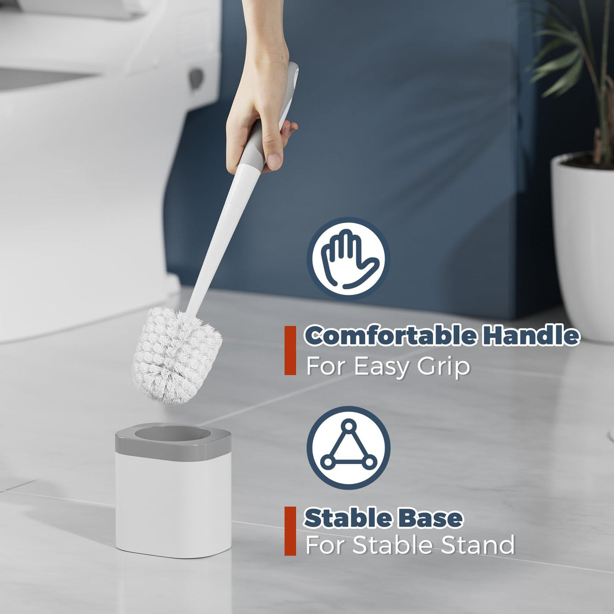 Toilet Brush and Holder Set, Space Saving, 2 Pack, White
