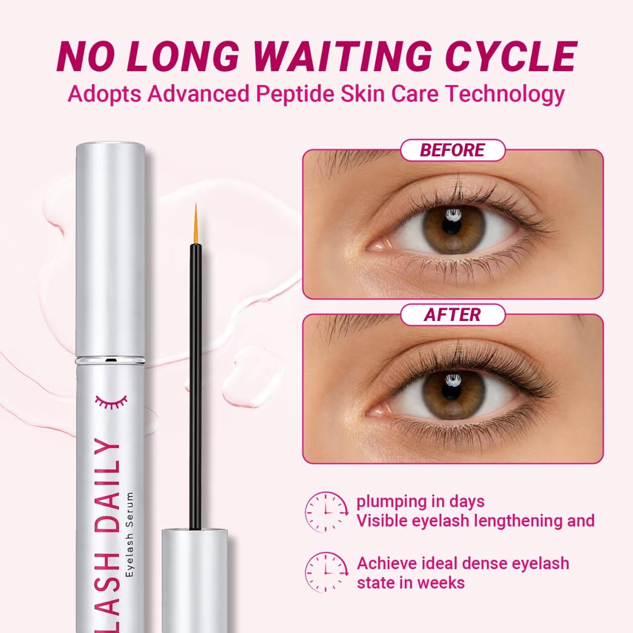 Lash Serum for Eyelash Growth 2 Pack Rapid Lash Eyelash Growth Serum | Ultra-fine brush bristles with plant formula