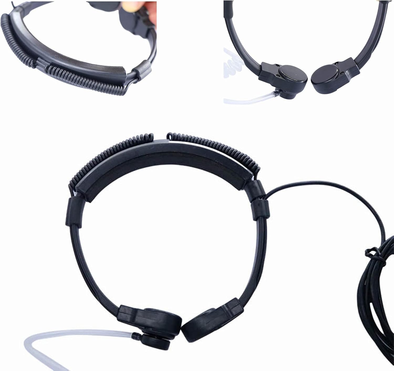 Throat Mic Walkie Talkie Earpiece Bone Conduction Vibration in-Ear Acoustic Tube Headset with Finger PTT Mic for