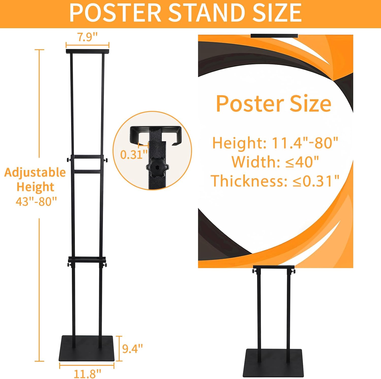 Poster Stand for Display, Adjustable Heavy Duty Poster Board Stand | 2 Pack Pedestal Floor Sign Holder Stand, Height
