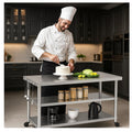 Stainless Steel Table with Wheels for Food Preparation and Work, Multi-Size Optional, Three-Layer Variable Two-Layer