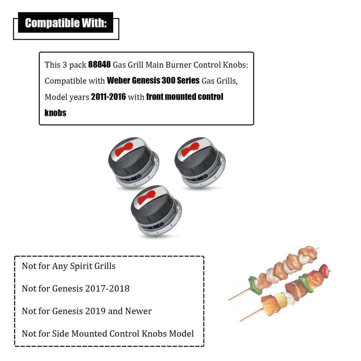 DEEKOOL 88848 Gas Grill Burner Knobs Replacement