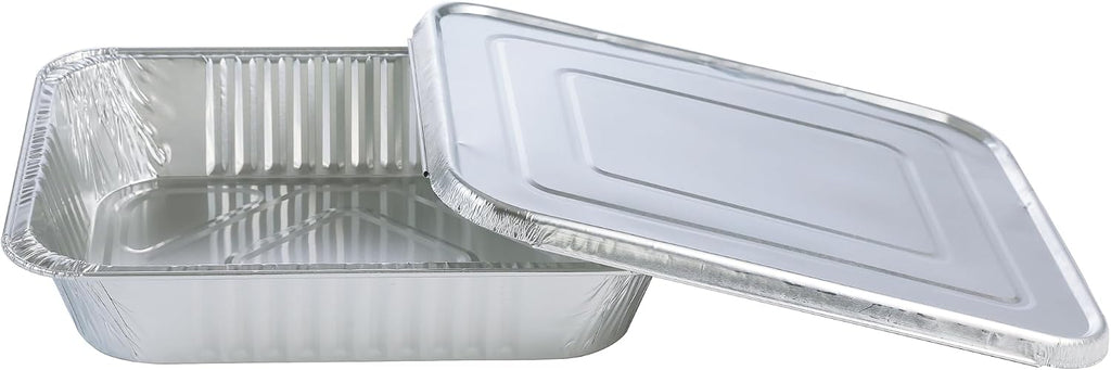 Aluminum Pans With Lids 9x13 [10 Sets] Aluminum Foil Pans Trays With Lids - Half Size Tin Foil Disposable Pans For
