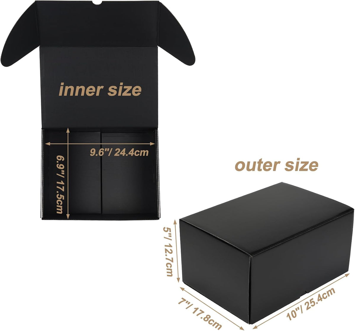 10x7x5 Black Shipping Boxes Set of 20 Corrugated Cardboard Mailer Boxes for Packaging Small Business Mailing Gifts