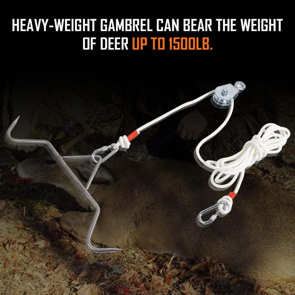 Hunting Game Hoist Gambrel Pulley Lift System | for Deer Hanger Hunting Game Skinning Kit - Heavy Duty
