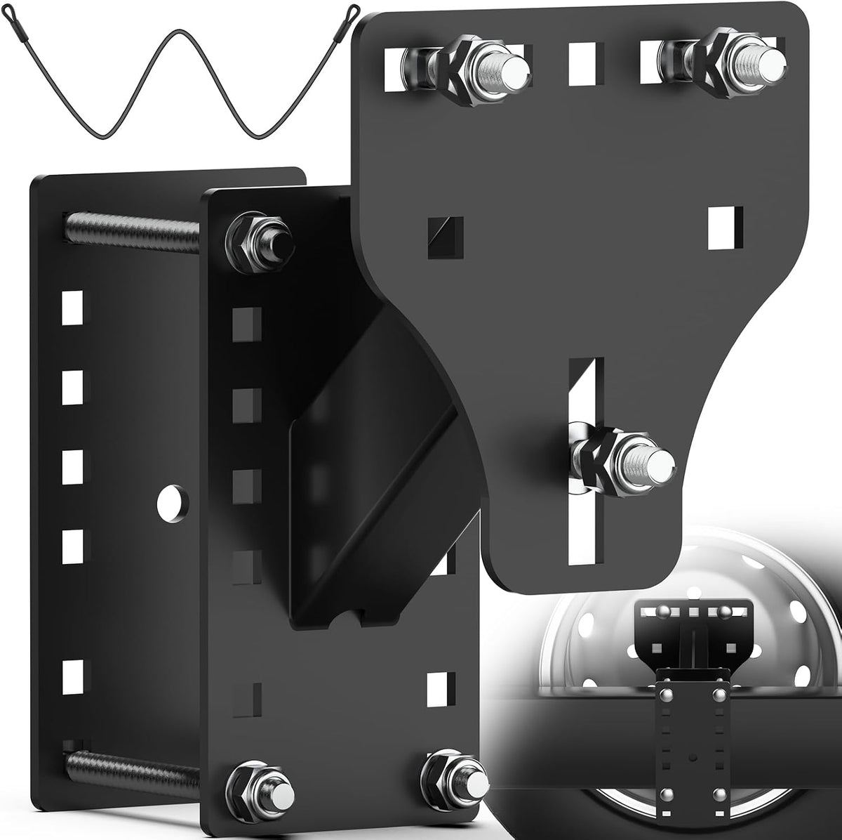 Trailer Spare Tire Mount for Utility Boat Trailer 3-Nuts Spare Tire Carrier Fits 4/5/6/8 Lugs Trailer Wheels on 4"