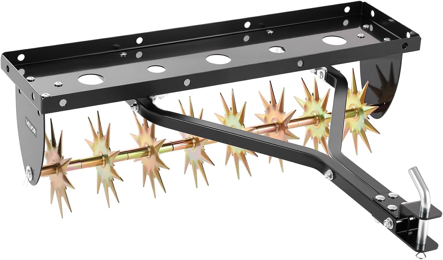 Tow Behind Plug Aerator, 32 in Lawn Spike Aerator with Universal Hitch, Heavy Duty & Rust-Resistant, Pull Behind