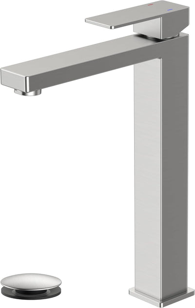 Vessel Sink Faucet Single Hole, Brushed Nickel Tall Bathroom Faucet
