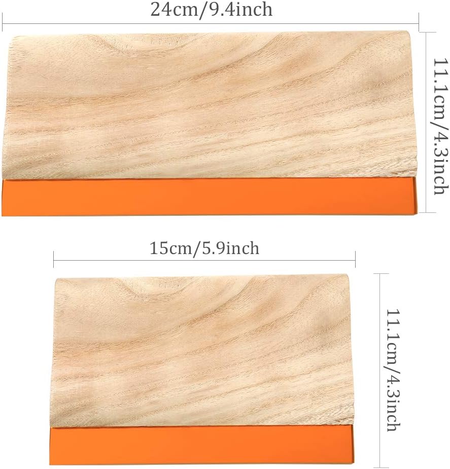 2 Sizes Wooden Screen Printing Squeegee, 75 Durometer Ink Scraper | 9.4 and 5.9 inches, 75 durometer