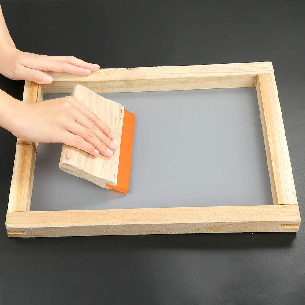 2 Sizes Wooden Screen Printing Squeegee, 75 Durometer Ink Scraper | 9.4 and 5.9 inches, 75 durometer