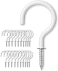 Ceiling Hooks – Vinyl Coated ScrewHook – 1-1/2 Inches Cup Hook – Screw-in Hooks – 20 Pack – White
