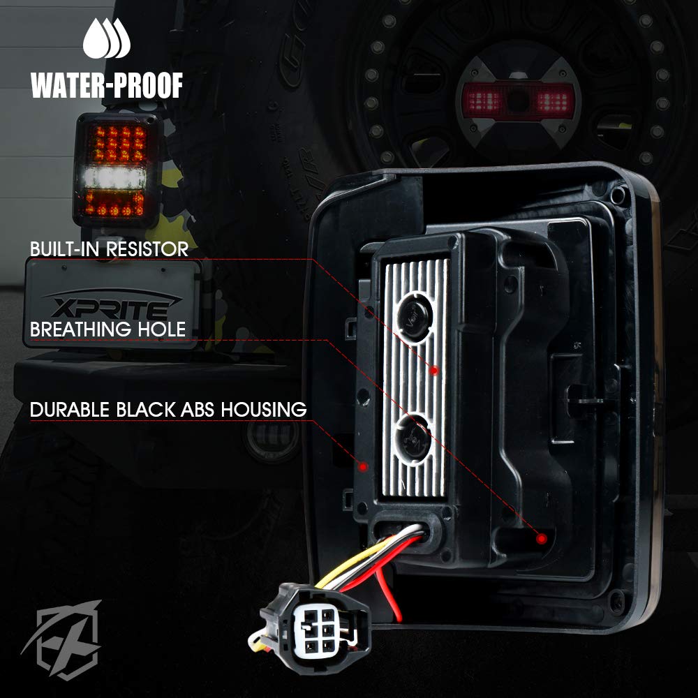 4D Smoked LED Tail Lights Compatible with 2007-2018 Jeep Wrangler JK