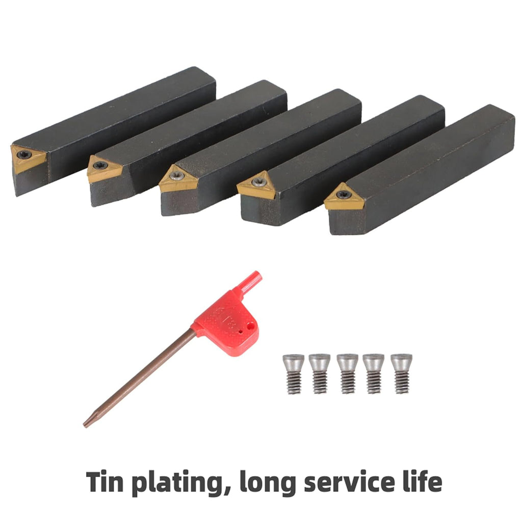 Kimllier 5Pcs 3/8" Indexable Carbide Lathe Turning Tool Holder