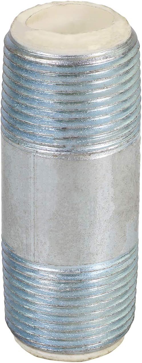 Midline Valve EOUU3425 Dielectric Nipple Pipe Fitting with PEX Lining 3/4'' MIP Connections 2-1/2'' Long Galvanized Steel Reduces Electrolysis