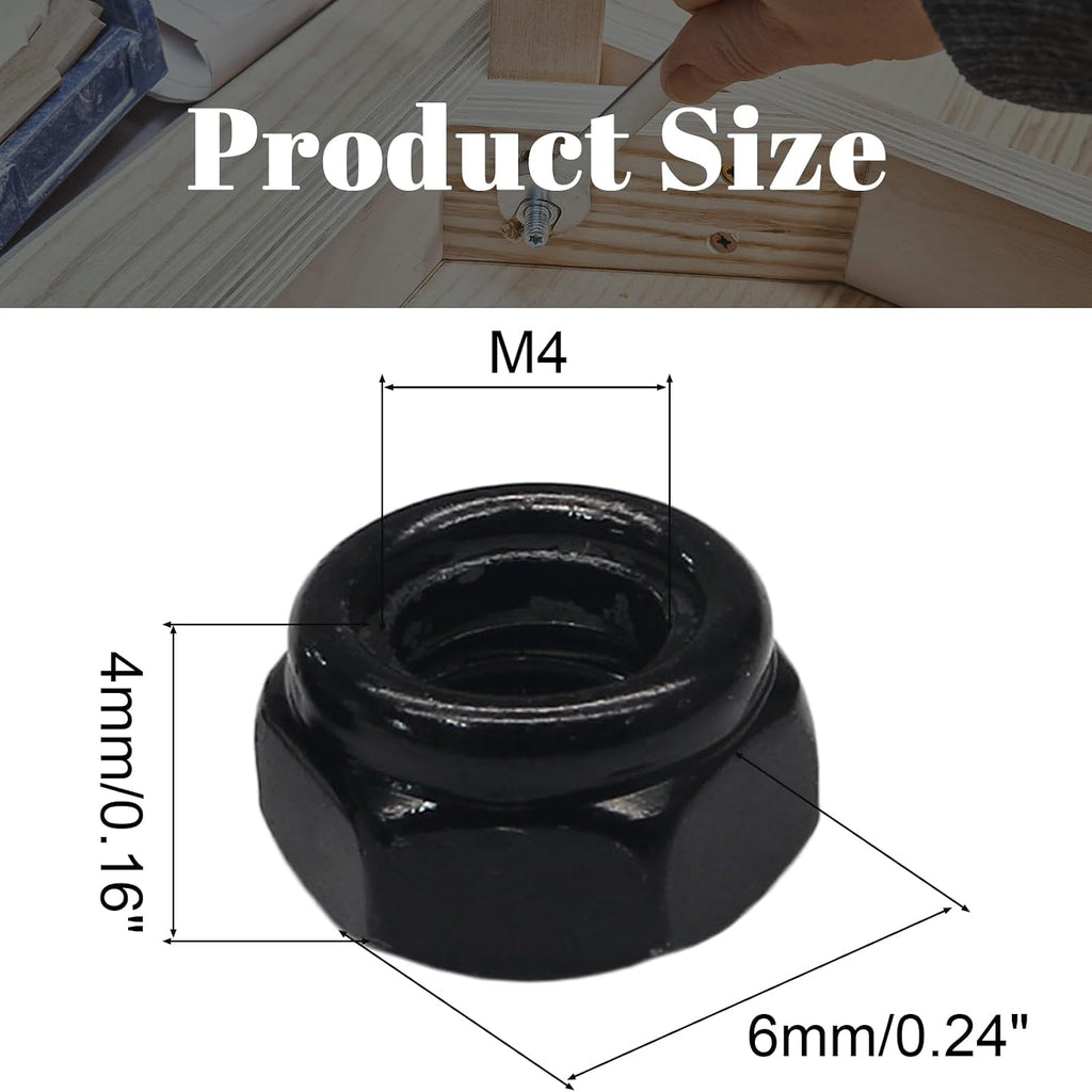 M4 Hex Lock Nuts, M4 x 0.7mm, 50Pcs
