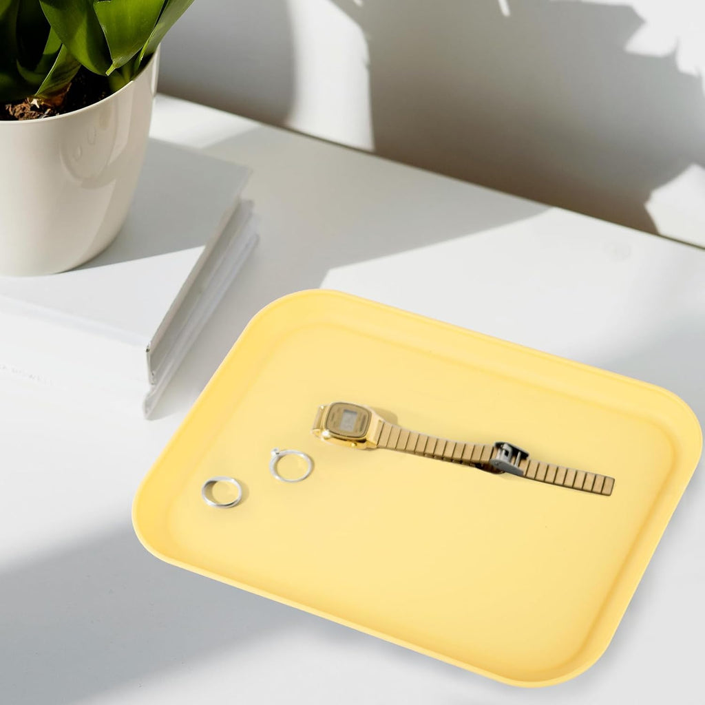 Yellow Plastic Serving Platters and Trays,Serving Dishes for Entertaining,Rectangular Platters for Serving Food