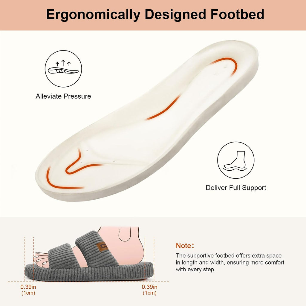 Slippers for Women Memory Foam Open Toe Slide Indoor House Shoes Slip On Bedroom Comfy Gift