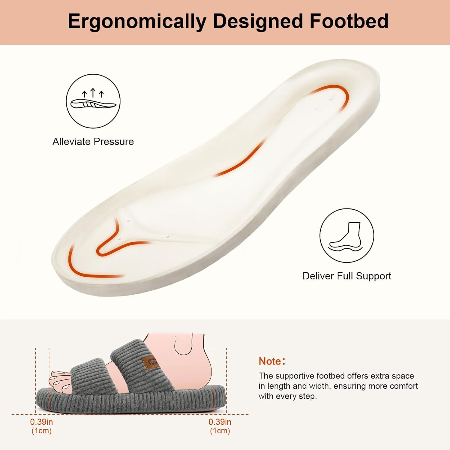 Slippers for Women Memory Foam Open Toe Slide Indoor House Shoes Slip On Bedroom Comfy Gift
