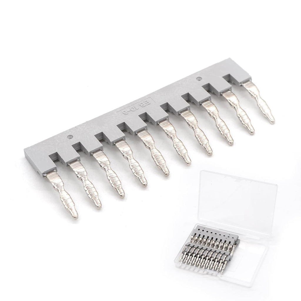10Pcs EB10-6 Terminal Bridge Connector, DIN Rail Side Plug-in Block
