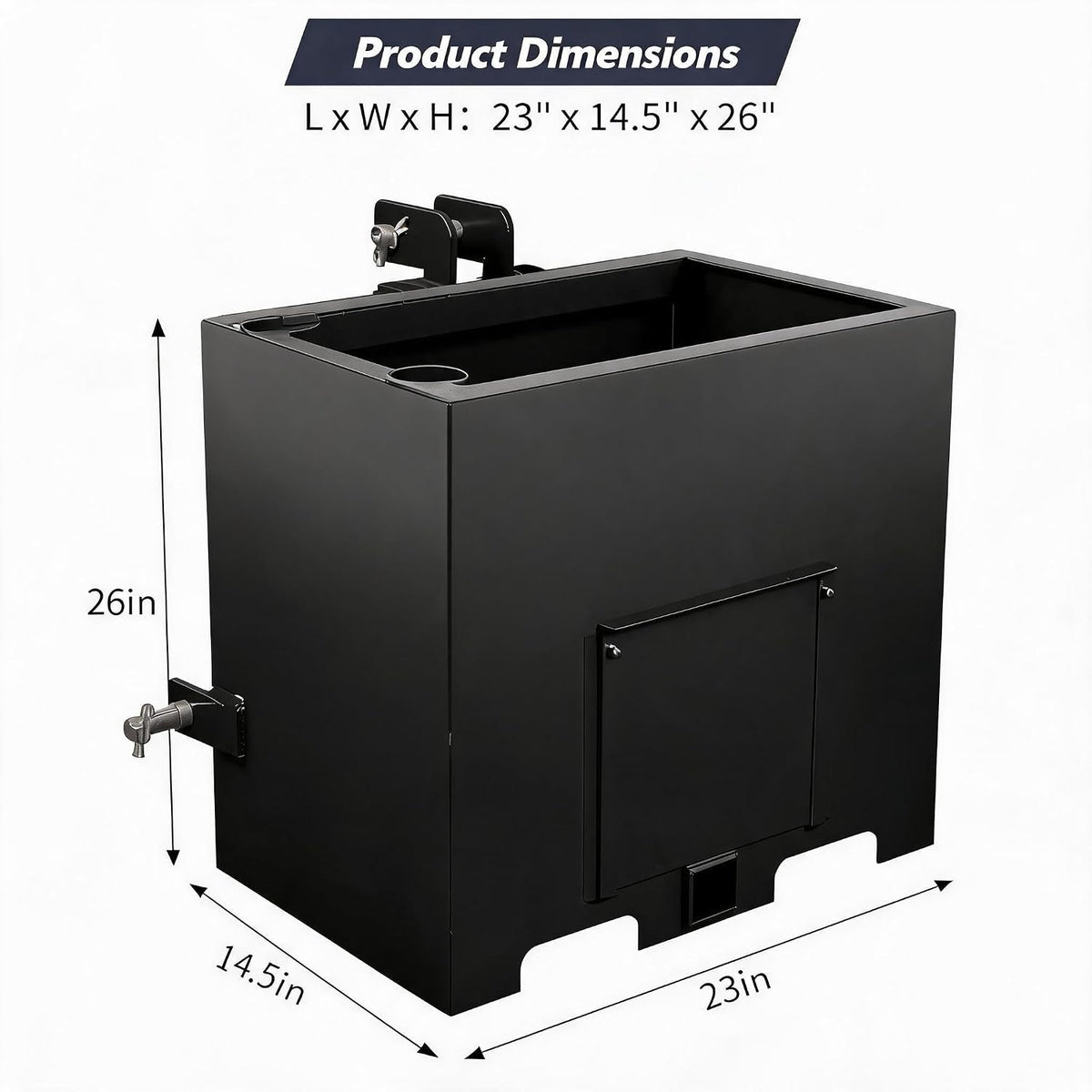 Heavy Duty 3 Point Ballast Box, 800 lbs Capacity, 5 cu.ft Steel Tractor Ballast Box Black, Fits Category 1 Tractor