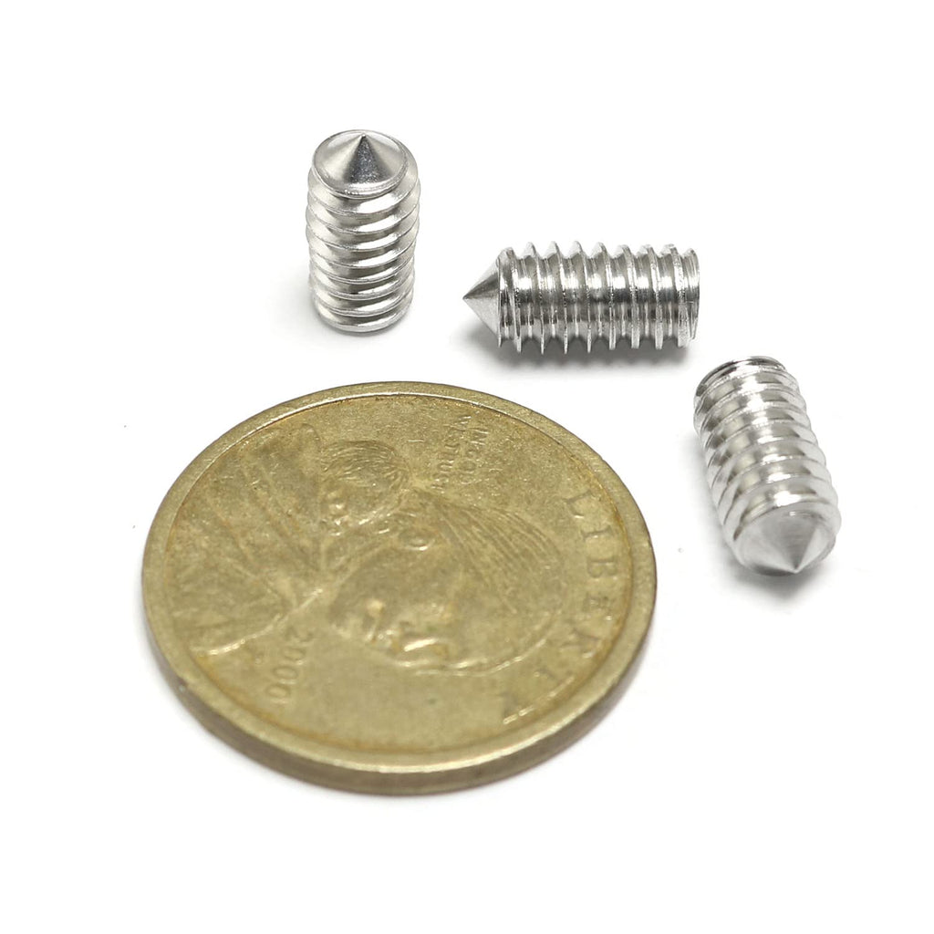 20pcs 1/4-20x1/2 Hexagon Hex Socket Set Grub Screws 304 Stainless Steel Full Thread Cone Point Grub Screw
