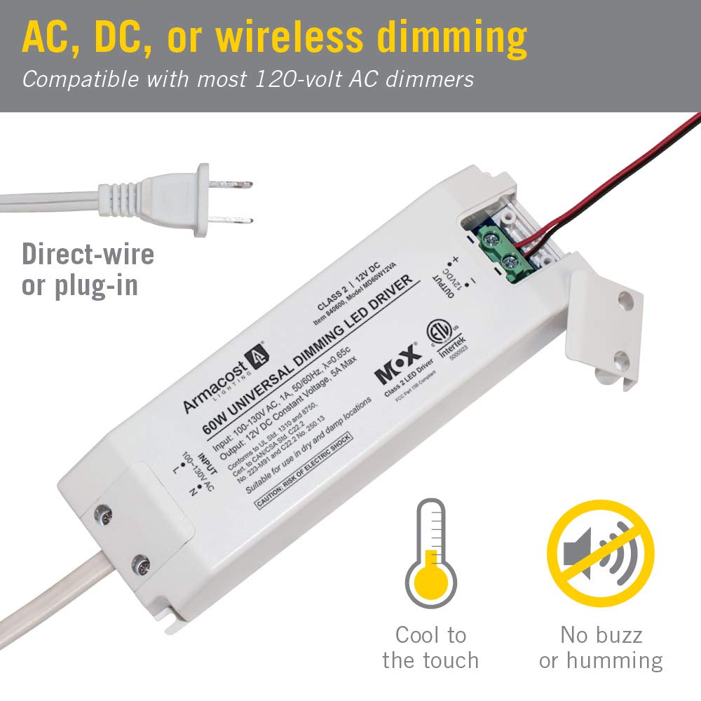 60-Watt Universal Dimmable 12V DC LED Driver TRIAC 840600