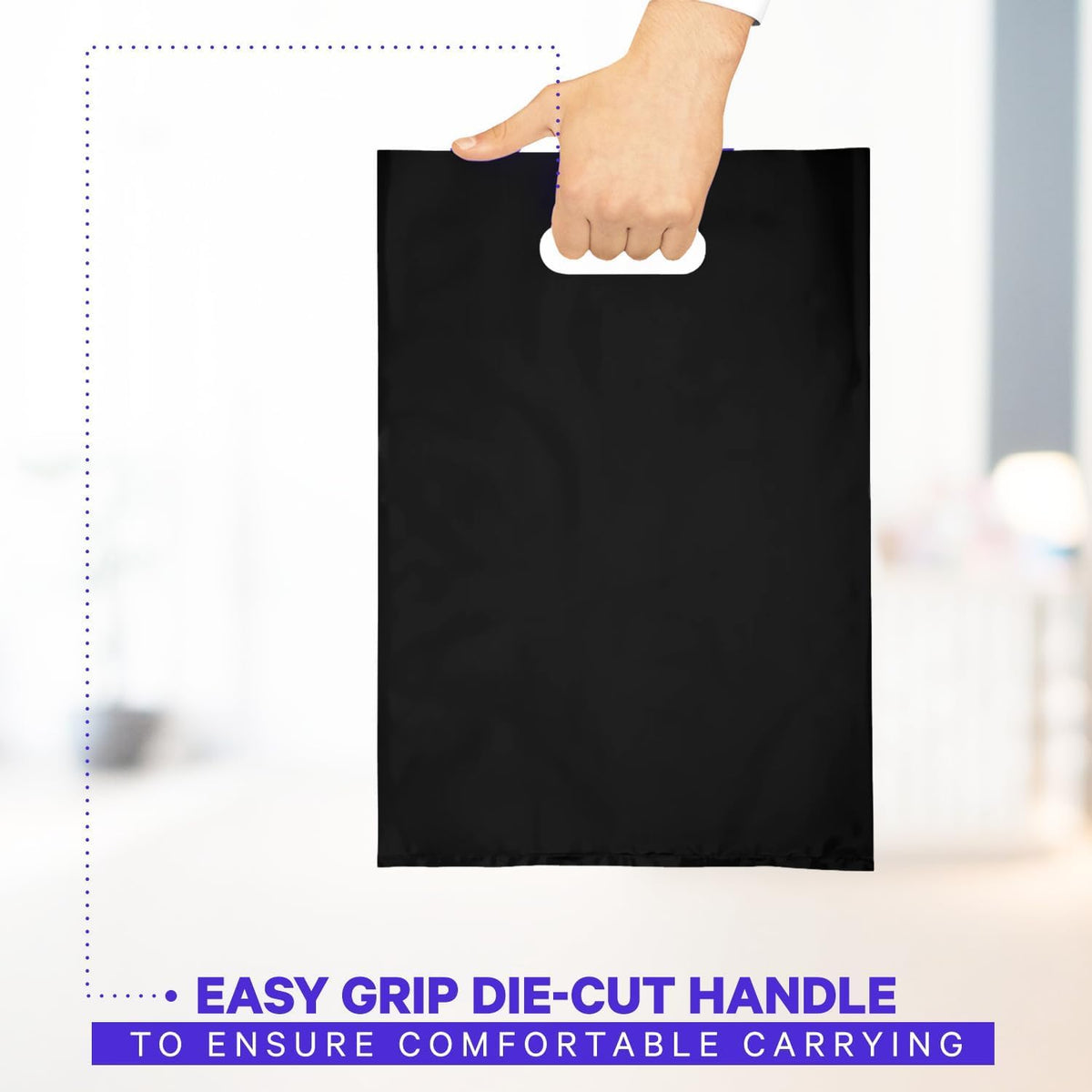 Plastic Merchandise Bags, Black, 12x15 Inches, 100 Pack