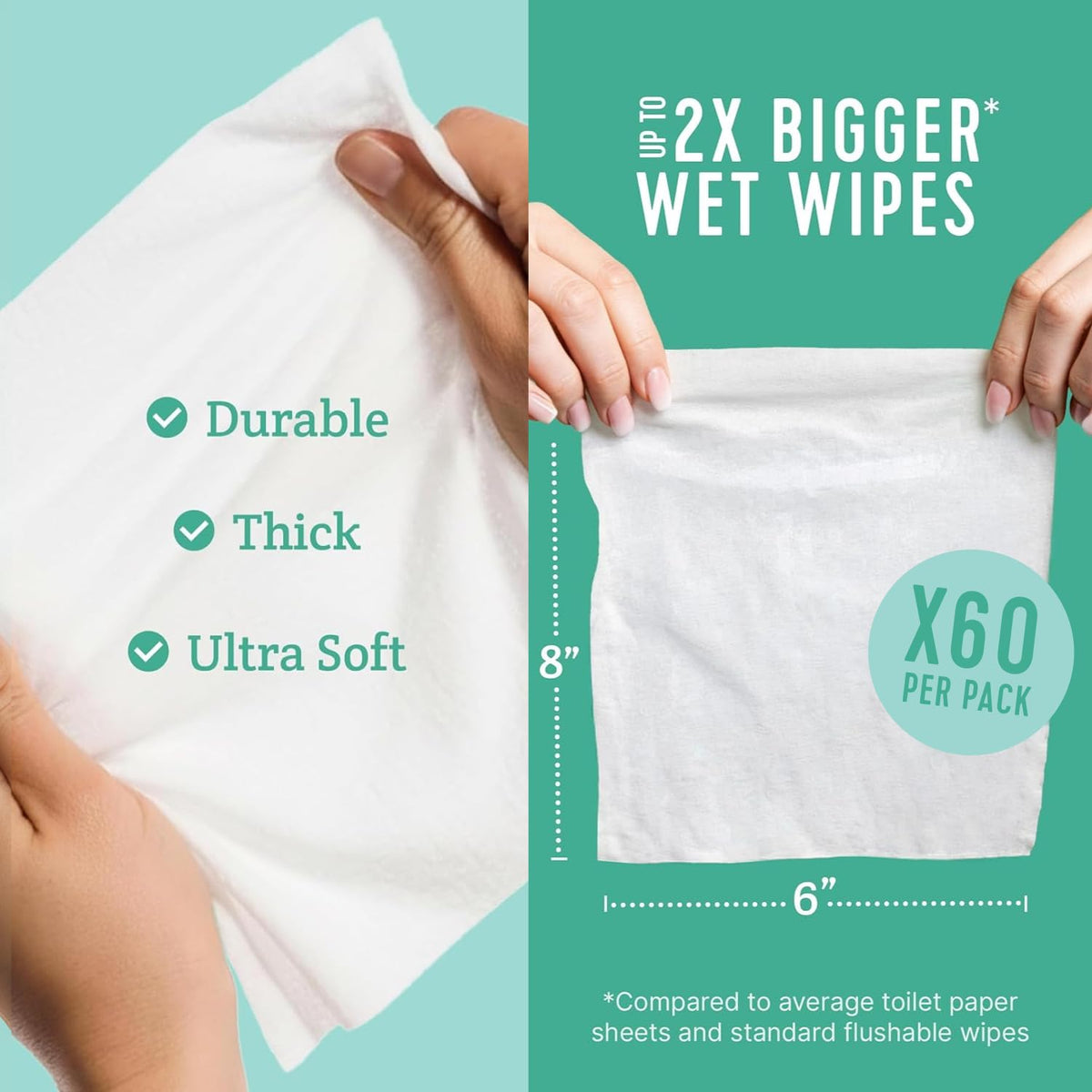 Flushable Wipes, 60-Wipe Home Pack, Unscented, 4 Pack