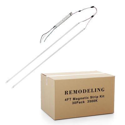 30 Pack 4FT LED Retrofit Kits, 36W Magnetic Strips, 3500K Warm Light, 150LM/W Super Bright, Non-dimmable, 4 Foot 2