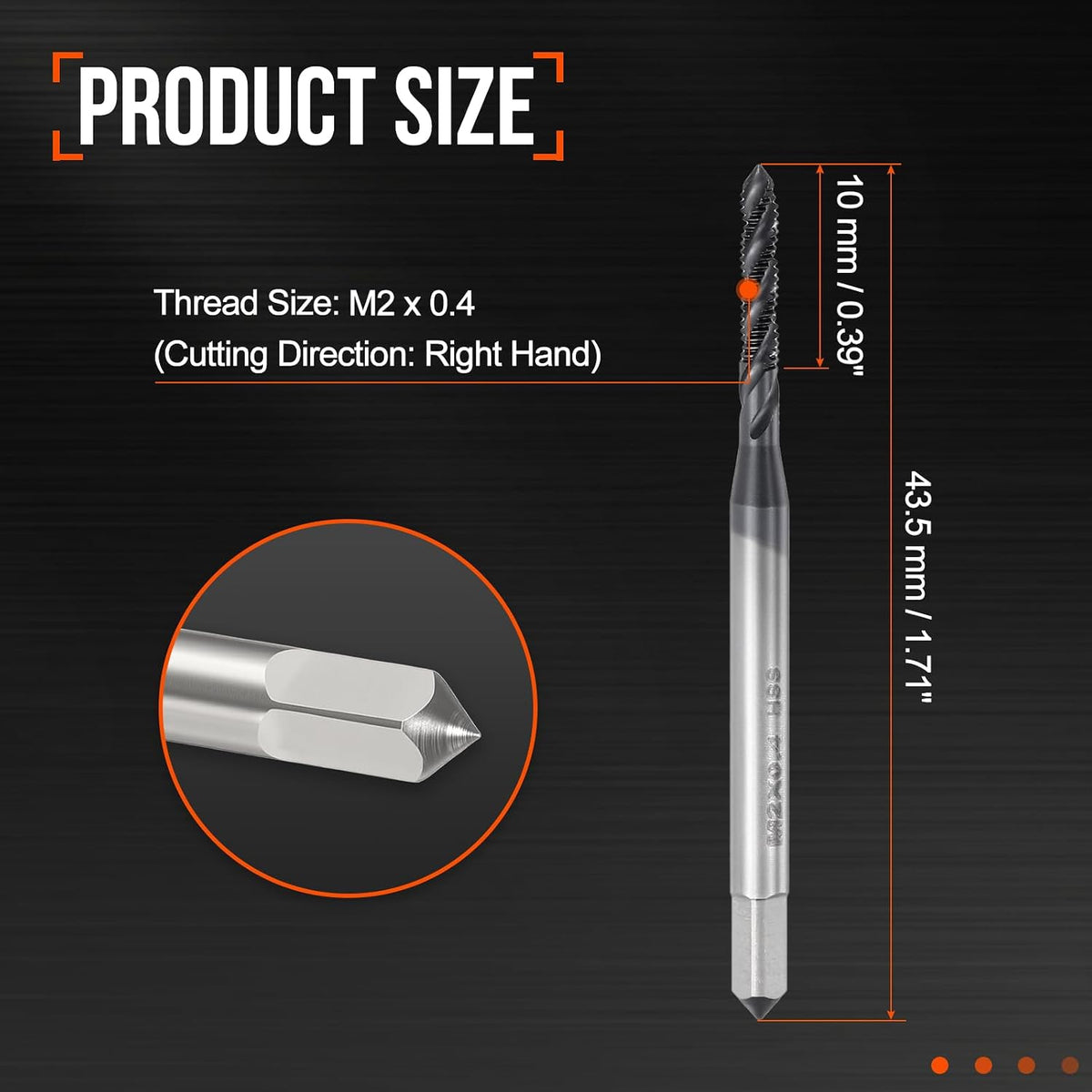 Spiral Flute Tap M2 x 0.4 HSS M2 Titanium Carbon Nitride Coating
