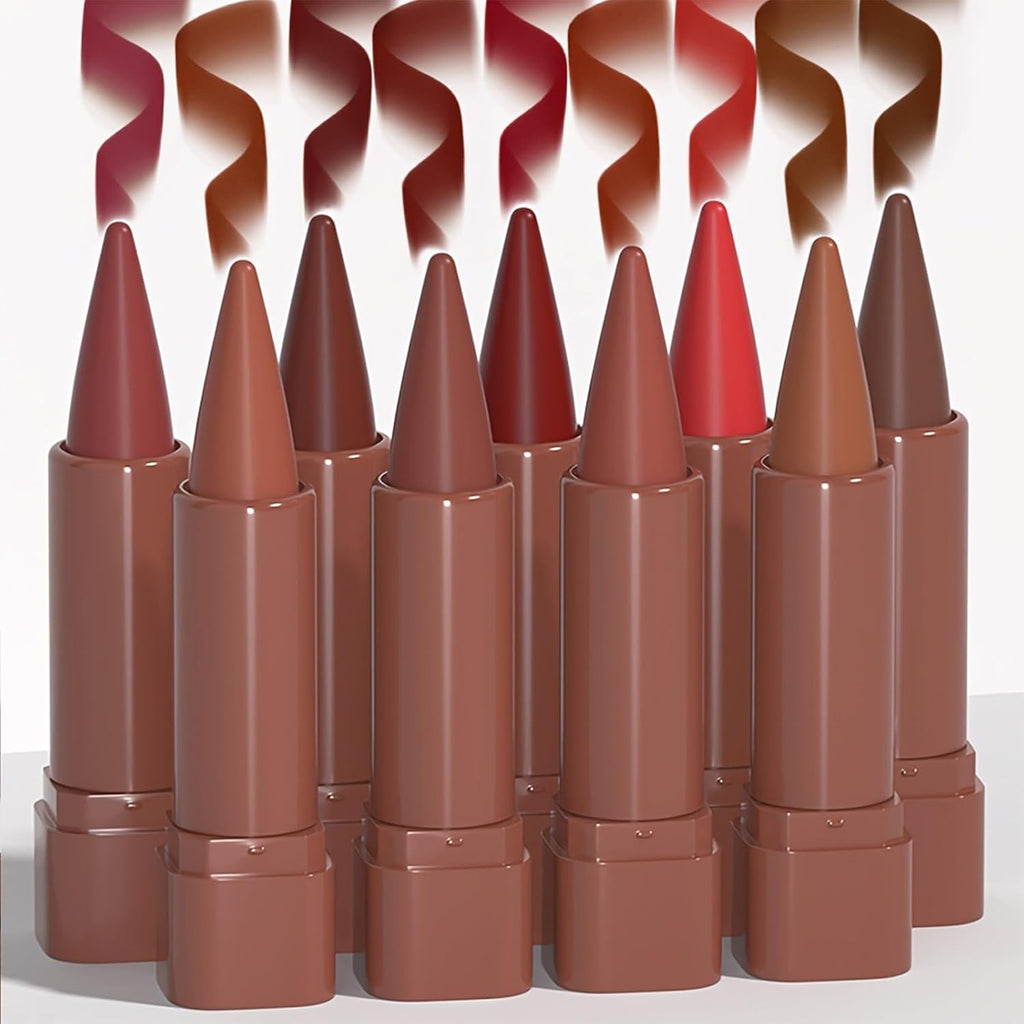 Matte Lip Liner Set Gradient Velvet Lip Crayon with Retractable and Long-Lasting Lipsticks for Women and Gift (9 Pcs
