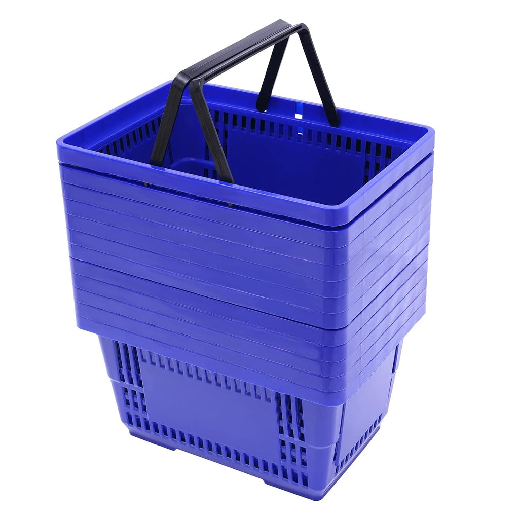 Shopping Basket, 17 * 12 * 9inch Set of 12 Freestanding Store Baskets w/Foldable Handle, Stackable Hand-held Basket