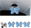 4PCS Bling Butterfly Rhinestone Tire Valve Stem Caps, Light Blue