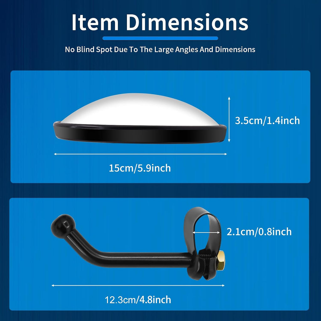 5.9-inch Round Convex Mirror with Tube Mounting Bracket- Convex Blind Spot Mirror for