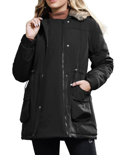 Maternity Winter Coat 3 in 1 Fleece Lined Outerwear Black L