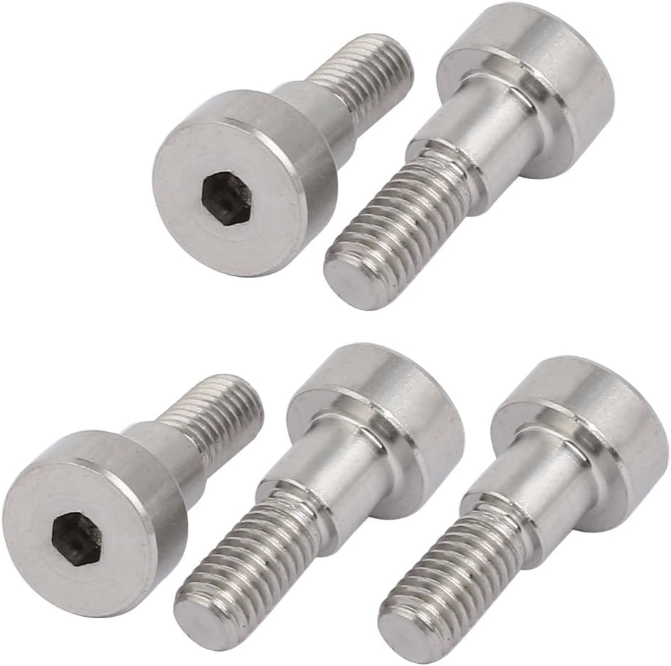 uxcell 5pcs 304 Stainless Steel Hex Socket Shoulder Bolt 6mm Shoulder Dia 6mm Shoulder Length M5 Thread