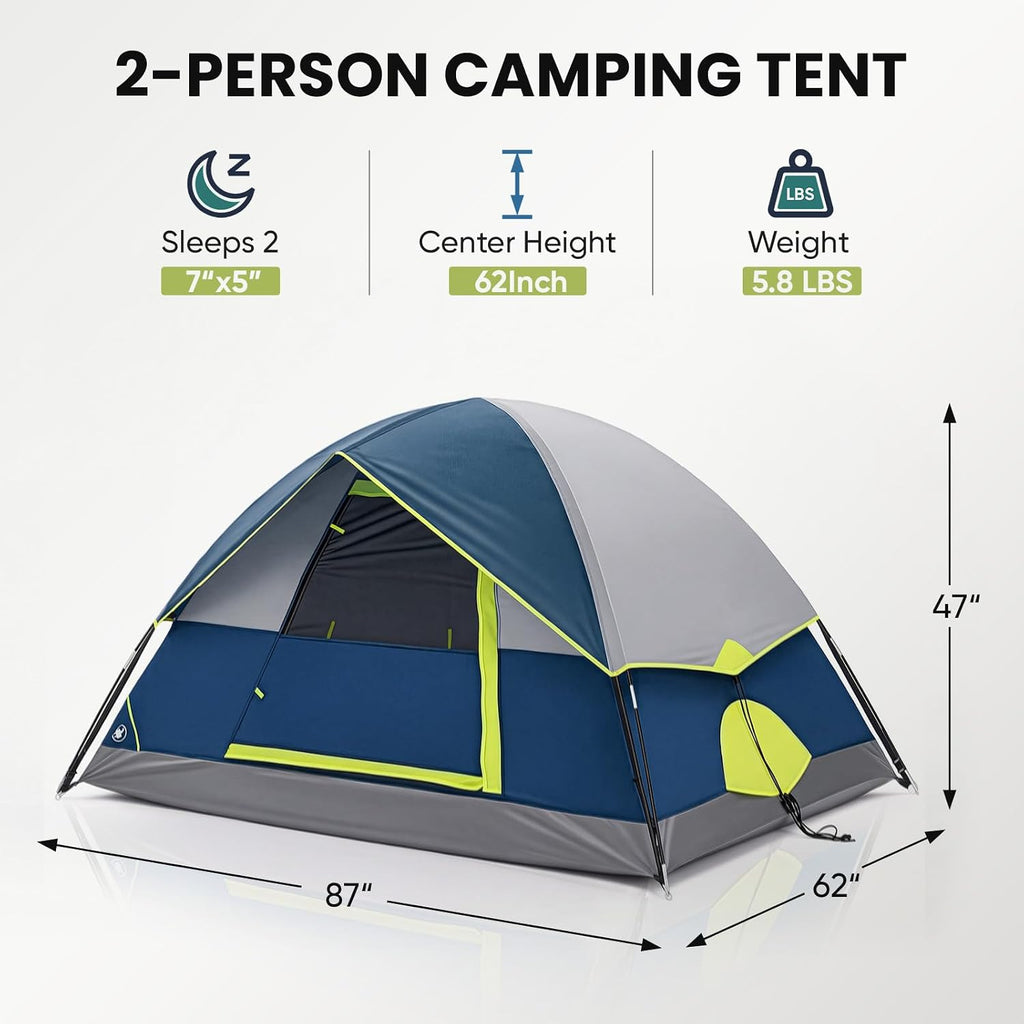 Camping Tent 2 Person, Tent for Camping, Instant Tent Outdoor | Camping Tent Waterproof Windproof Dome Tent with