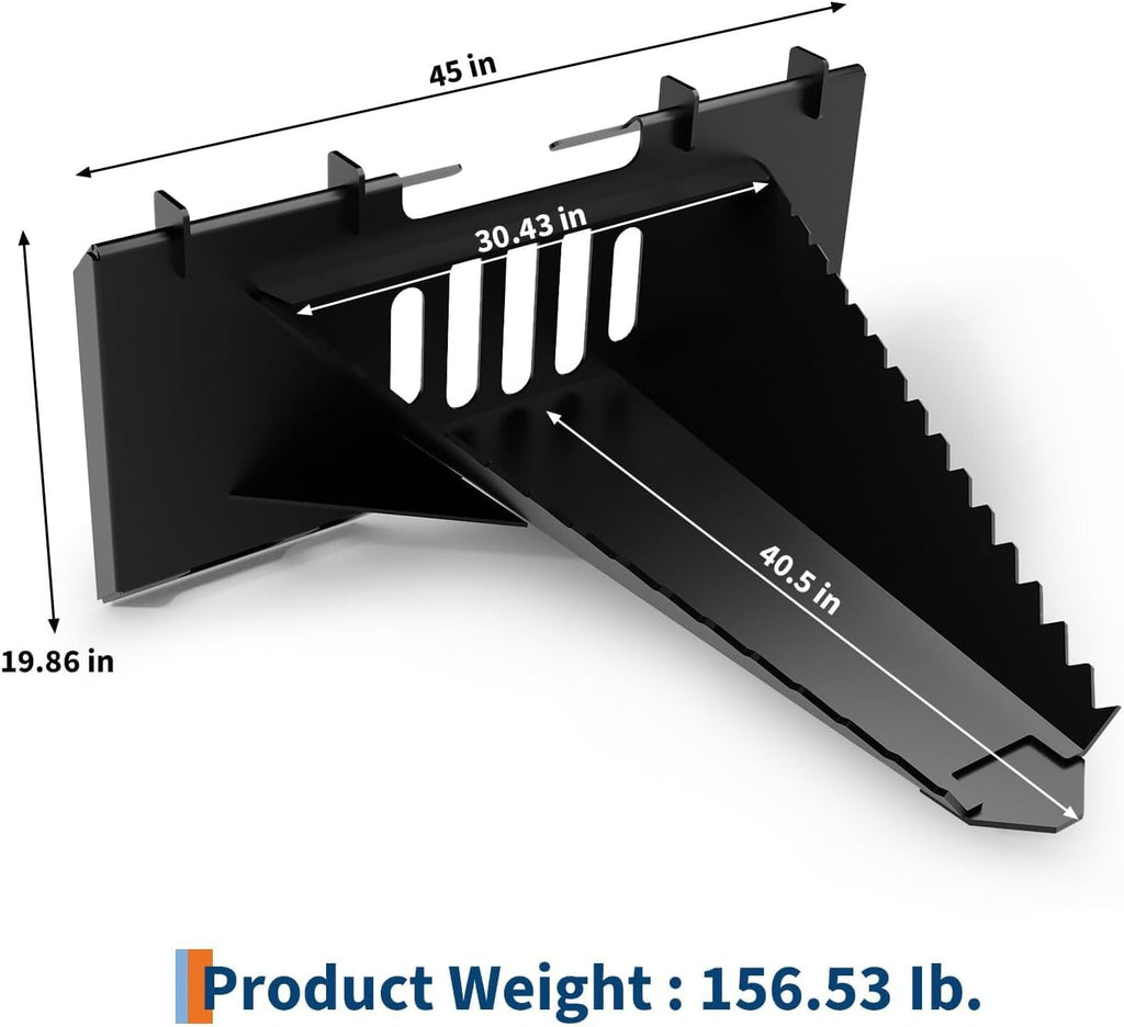 Heavy-Duty Stump Bucket Attachment for Skid Steer | Serrated Edge Tree Stump Scoop, Global Quick Tach Mount