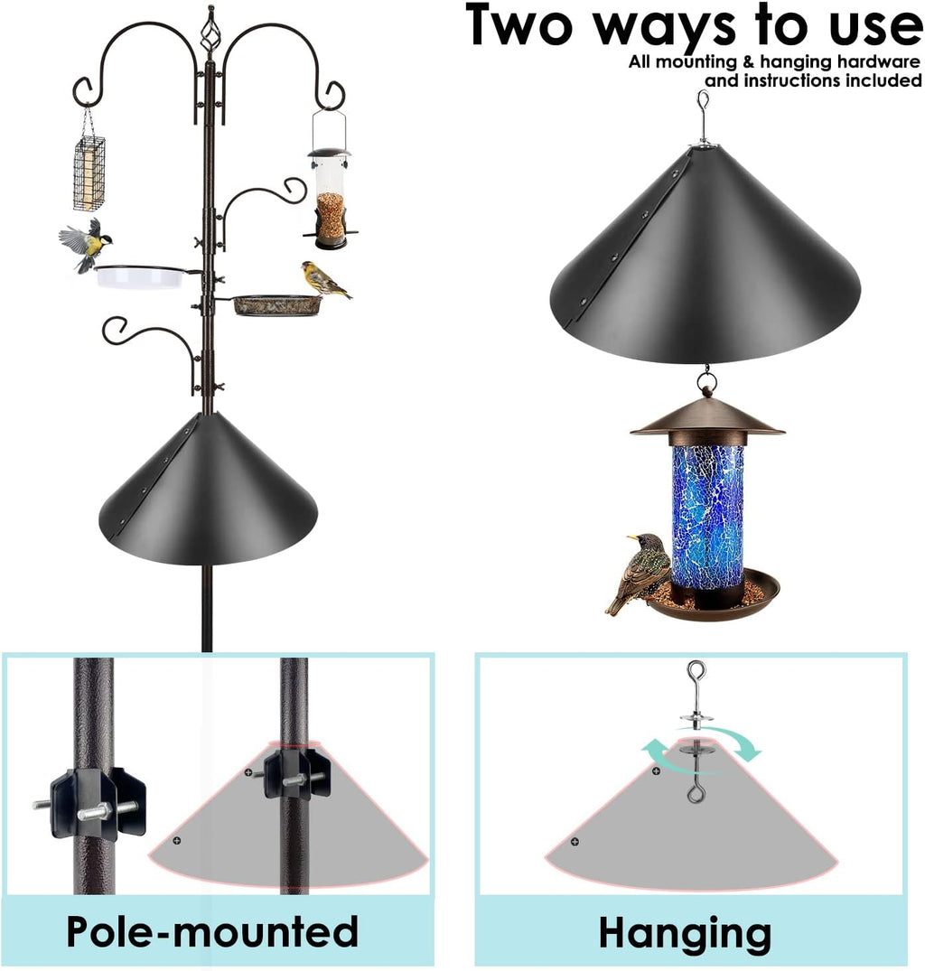 Bird Feeder Pole with Squirrel Baffle - Deluxe Feeder Station Kit Includes Suet Cage, Wild Bird Feeders & Planter