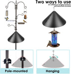 Bird Feeder Pole with Squirrel Baffle - Deluxe Feeder Station Kit Includes Suet Cage, Wild Bird Feeders & Planter
