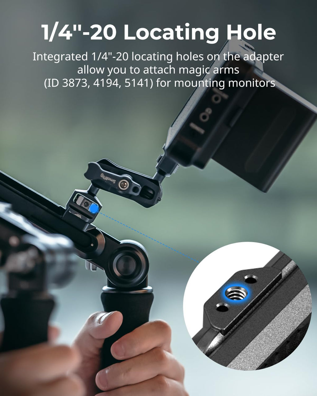 Shoulder Rig Dual-Handle for 15mm LWS Rods, One-Tounch Rotation Shoulder Mount Rigs Support for Camera - 5205