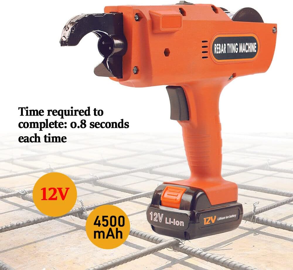 Automatic Rebar Tier Tying Machine, 8-34mm 12V Handheld Rebar Tier Gun Steel Bar Rod Tying Banding Tool Kits Steel