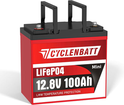 12V 100Ah Mini LiFePO4 Lithium Battery, Low-Temp Protection | Built in 100A Smart BMS, Up to 15000 Deep Cycles
