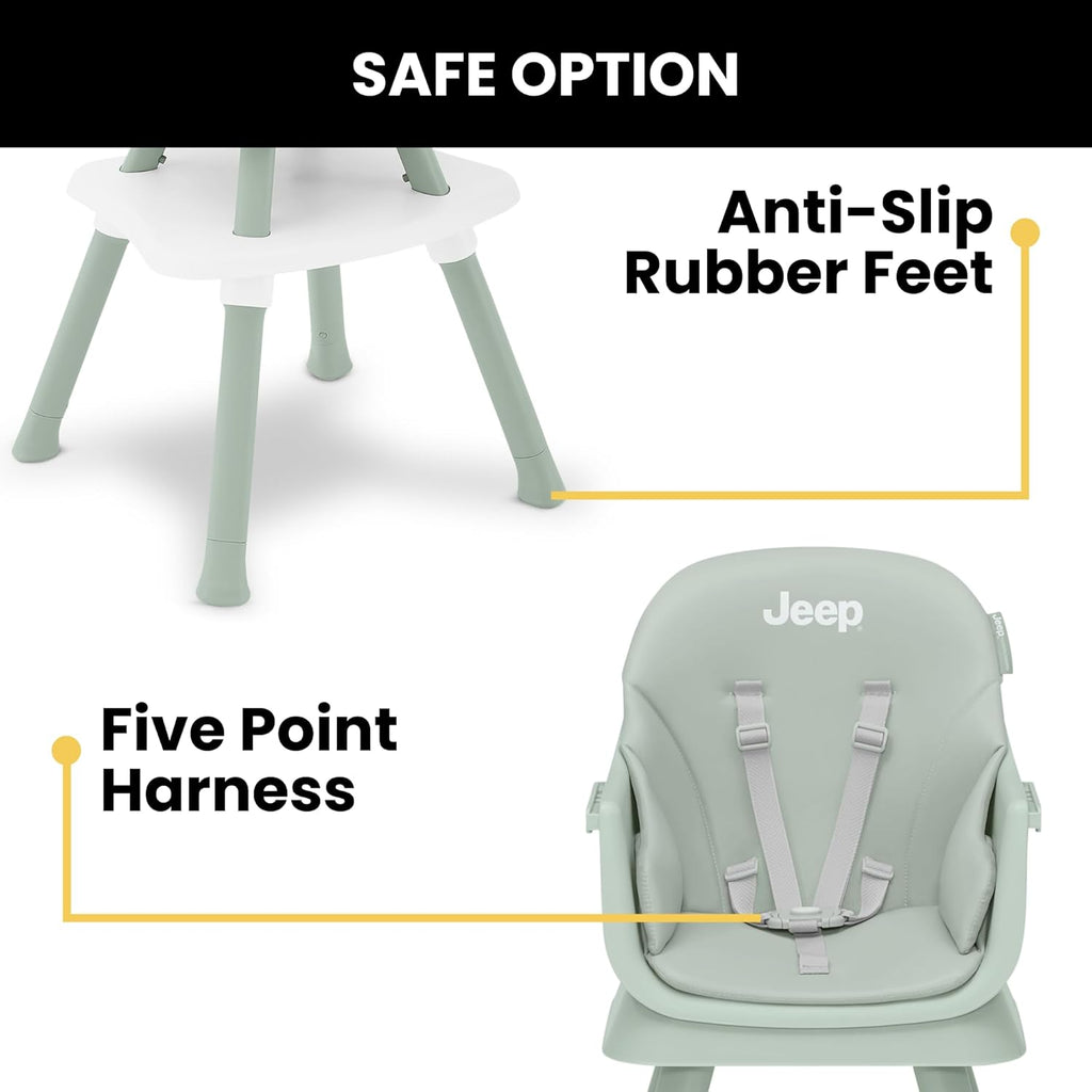 Jeep Milestone 6-in-1 High Chair by Delta Children - High Chair Converts to Stool, Booster Seat, Toddler Chair