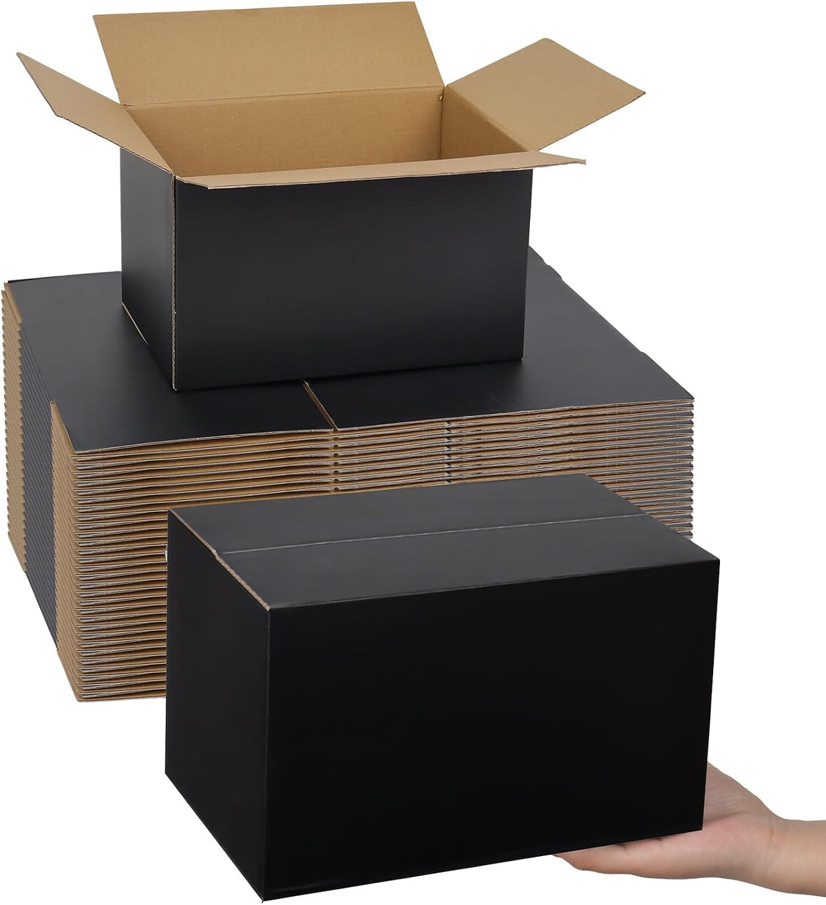 Shipping Boxes Medium 10x7x6 Inches, 30 Pack Mailer Packaging Boxes Bulk, Black Corrugated Cardboard Boxes for Small