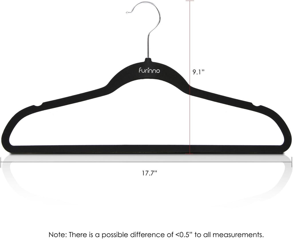 Velvet Suit Hangers, 50 Pack Non-Slip Clothes Hangers, Slim Space Saving Design with Pants Bar, 360 Swivel Hook