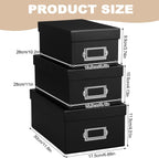 9 Pcs Kraft Storage Boxes Rectangle Stacking Boxes with Lids and Cardboard Organizers with Gold Label Holders for