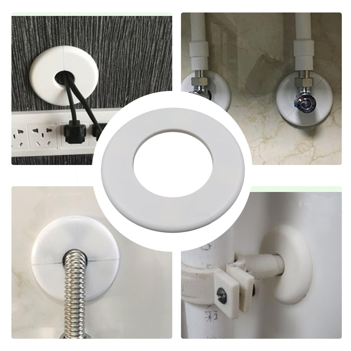 Wall Split Flange, 3 Inch Pipe, White ABS, 4Pcs