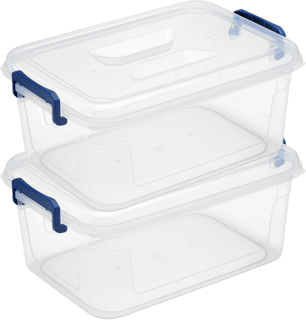 Plastic Storage Bins with Lids, Clear Stackable Storage Containers - 9.5 Qt - 2 Pack