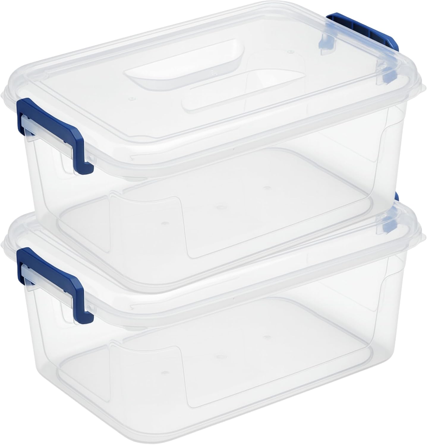 Plastic Storage Bins with Lids, Clear Stackable Storage Containers - 9.5 Qt - 2 Pack